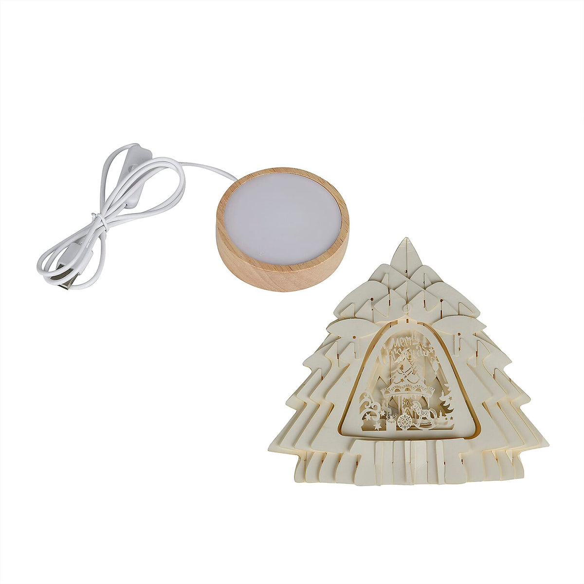 3D Paper Tree Lamp with Merry Christmas - White V32531252 15