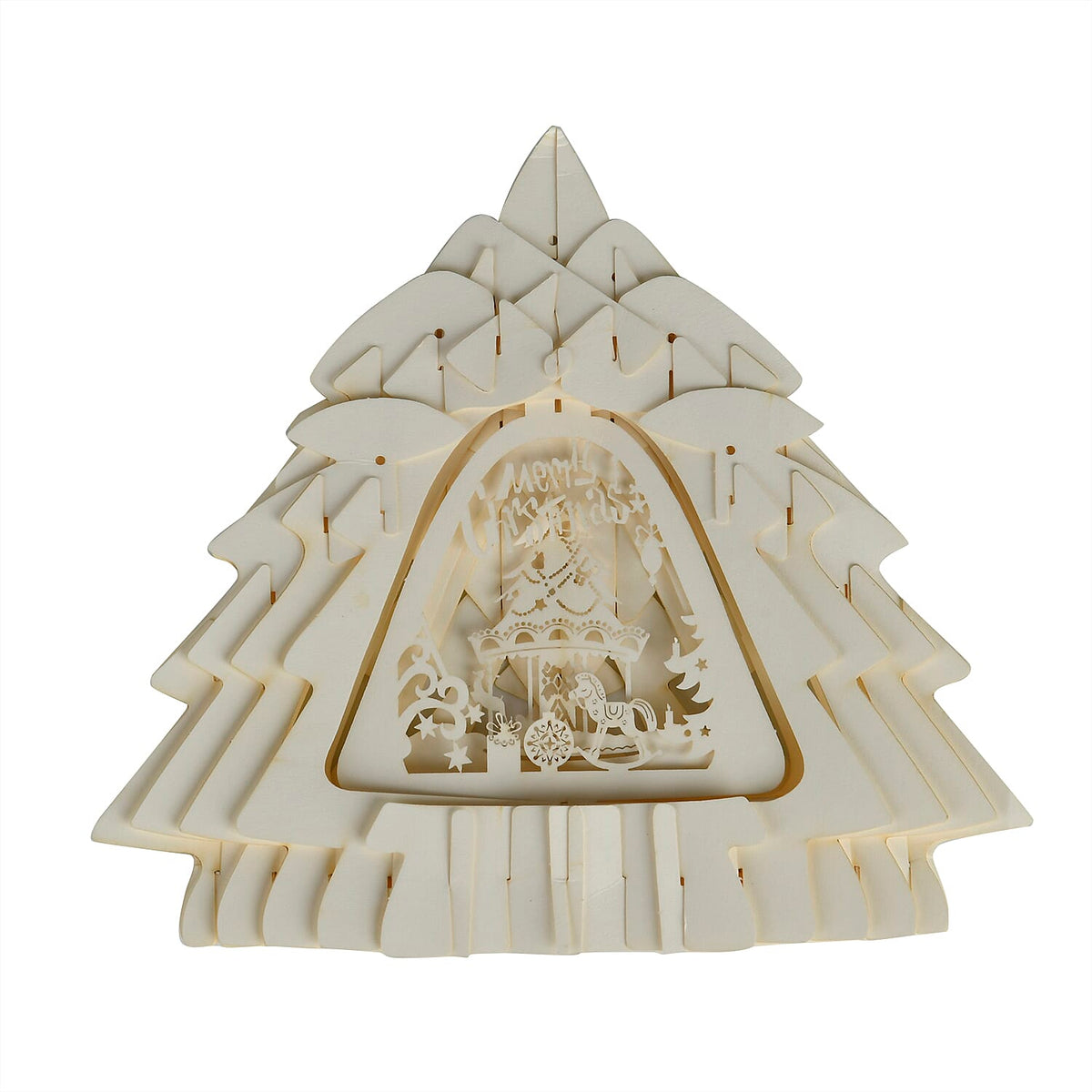 3D Paper Tree Lamp with Merry Christmas - White V32531252 4