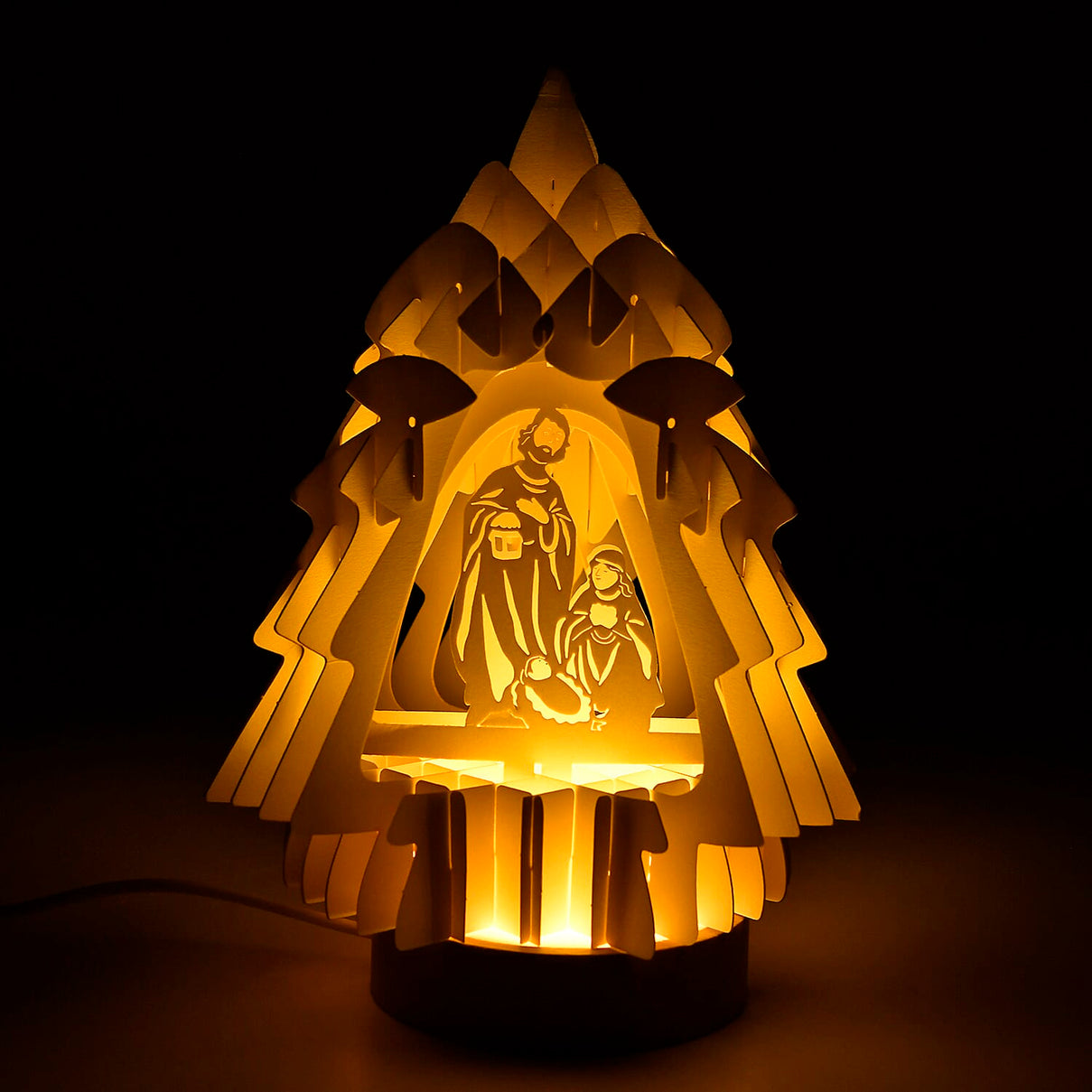 3D Paper Tree Lamp with Nativity Scene V32526856 11