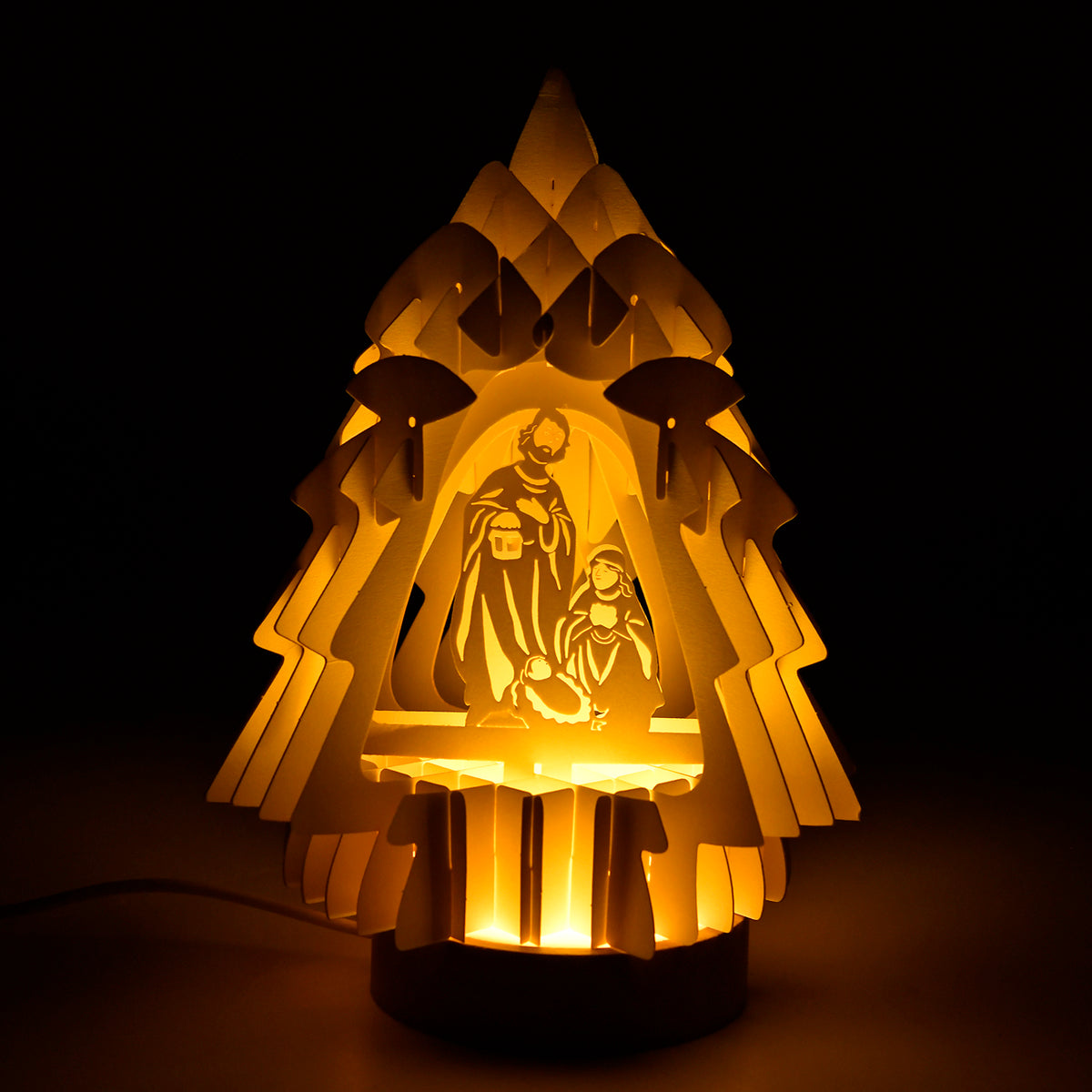 3D Paper Tree Lamp with Nativity Scene V32526856 2
