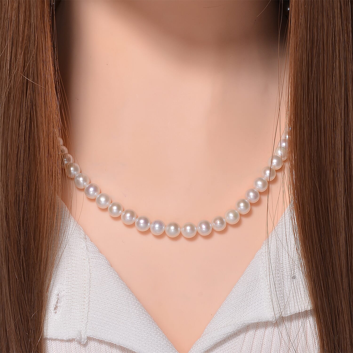 AAA Natural White Edison Pearl Necklace (Size - 20) in Yellow Gold Overlay Sterling Silver 7828984 2
