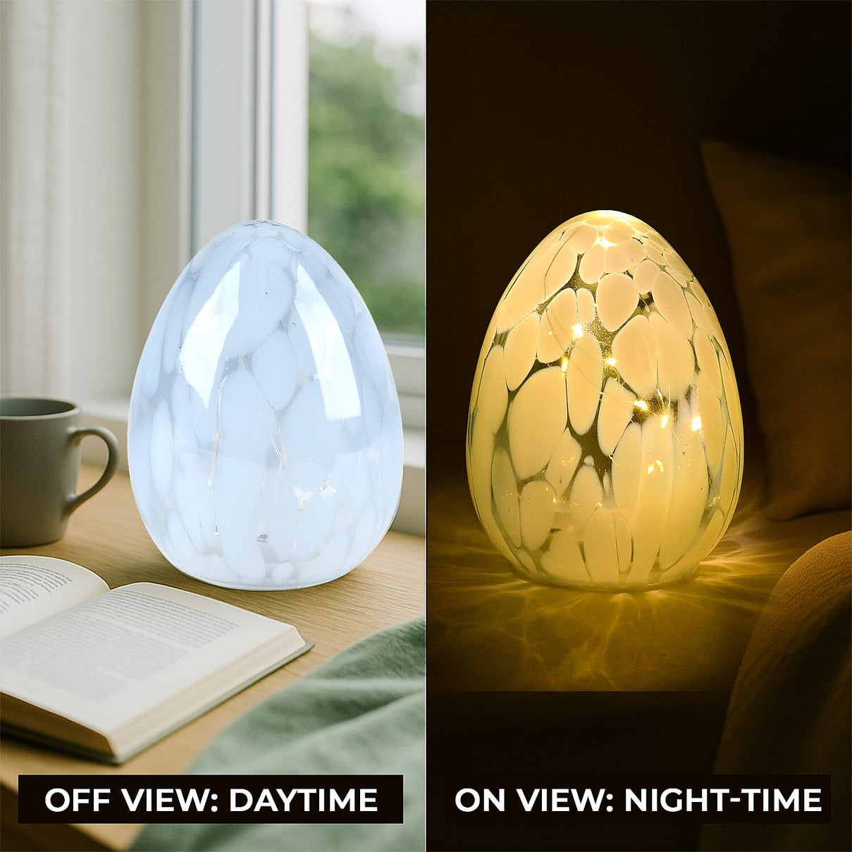Ambient Egg Glass LED Lamp with String Lights (3xAA Battery not incl.) 7829159 2