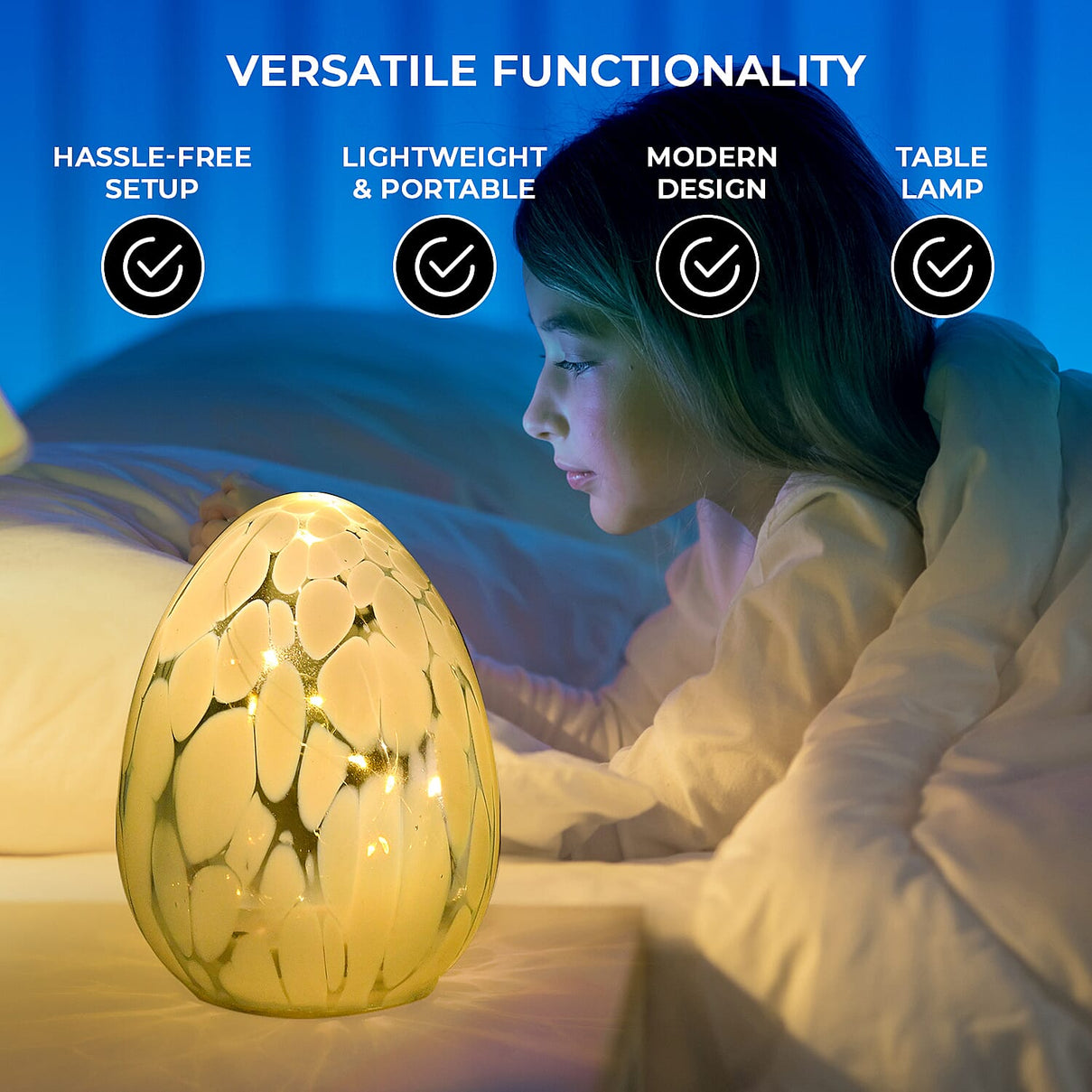 Ambient Egg Glass LED Lamp with String Lights (3xAA Battery not incl.) 7829159 5