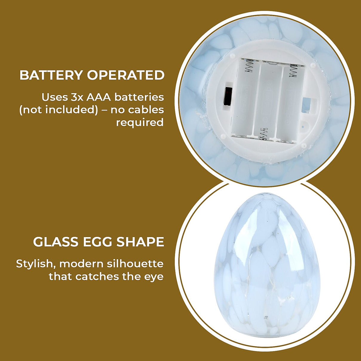 Ambient Egg Glass LED Lamp with String Lights (3xAA Battery not incl.) 7829159 7