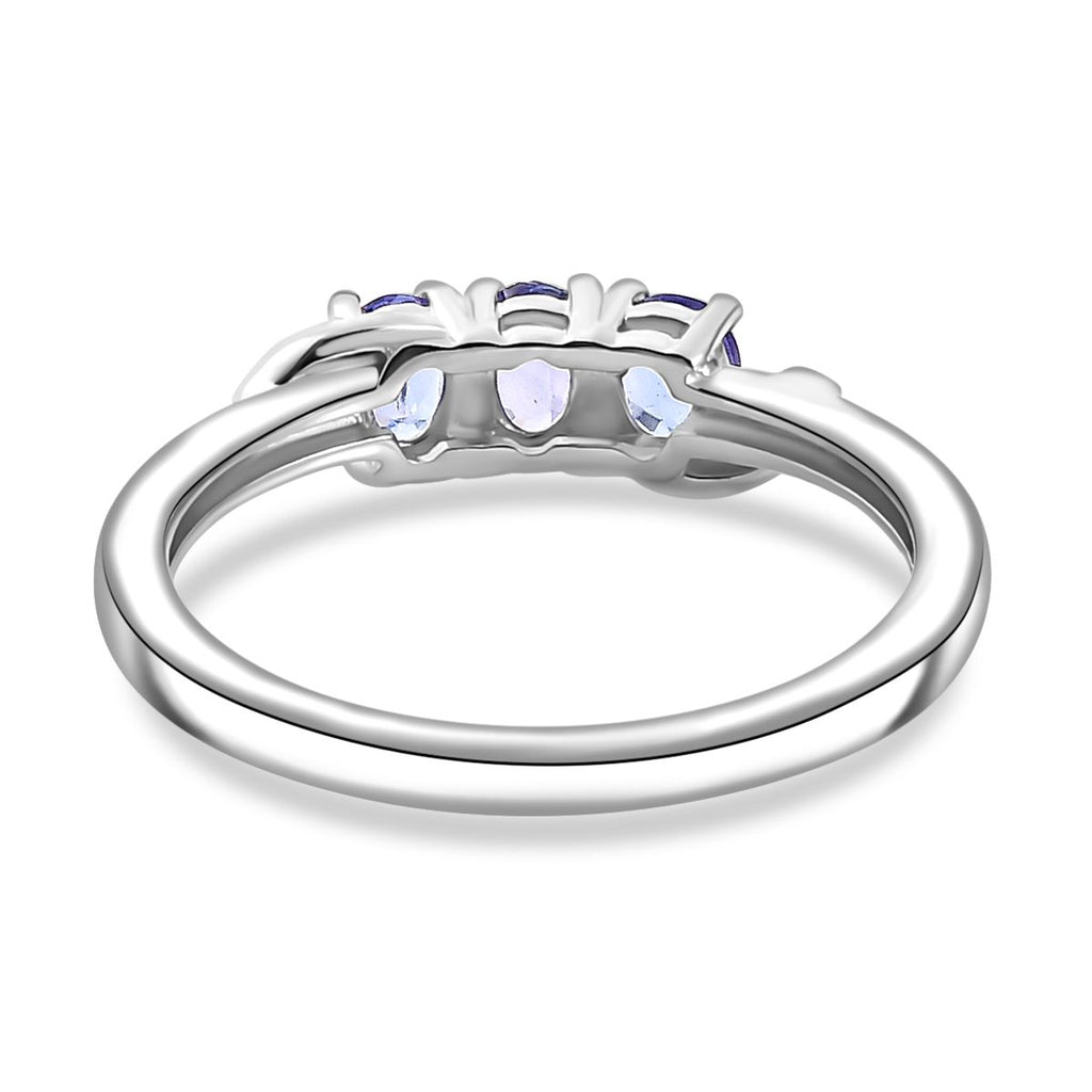 Premium Tanzanite Trilogy Ring in Platinum Overlay Sterling Silver_7830014_4