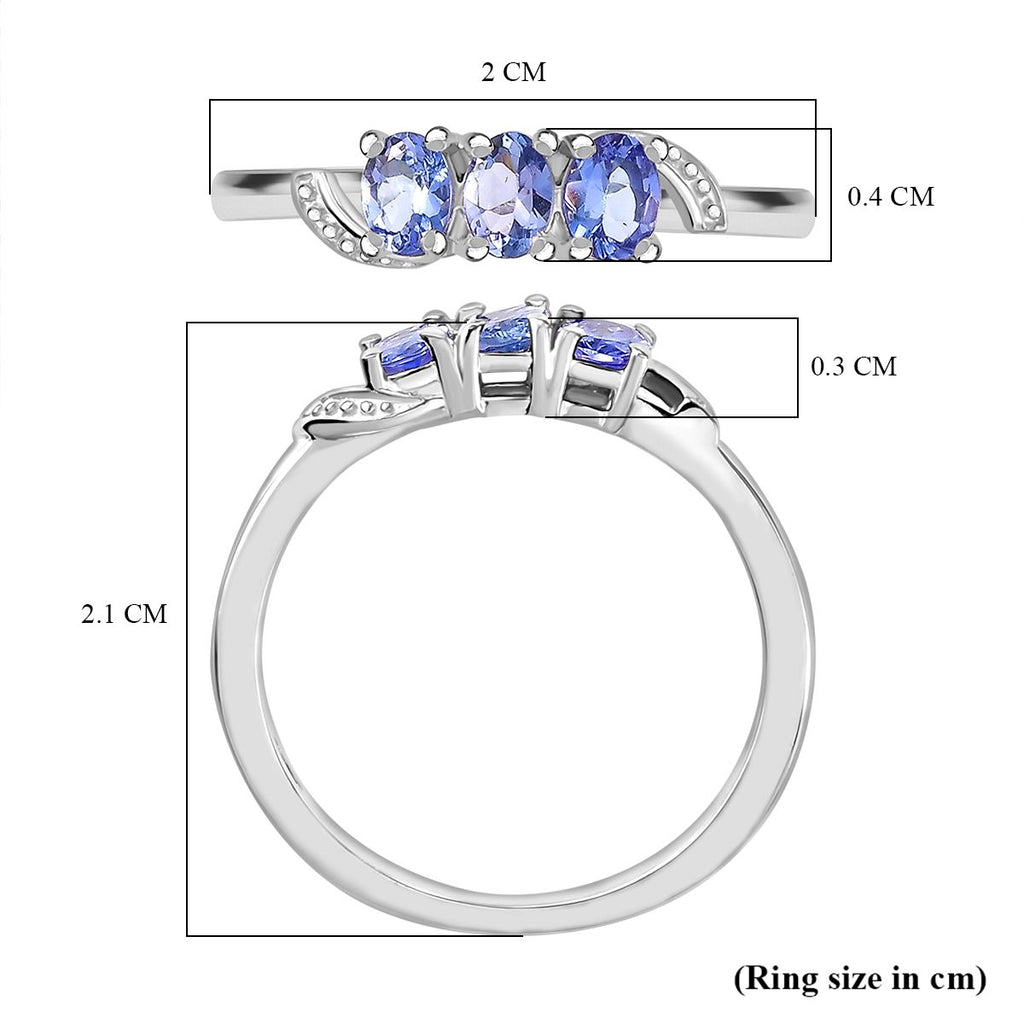 Premium Tanzanite Trilogy Ring in Platinum Overlay Sterling Silver_7830014_5