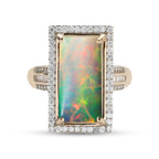 9K Yellow Gold AAA Ethiopian Welo Opal and Diamond Ring 4.23 Ct._7830646