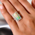 9K Yellow Gold AAA Ethiopian Welo Opal and Diamond Ring 4.23 Ct._7830646_2