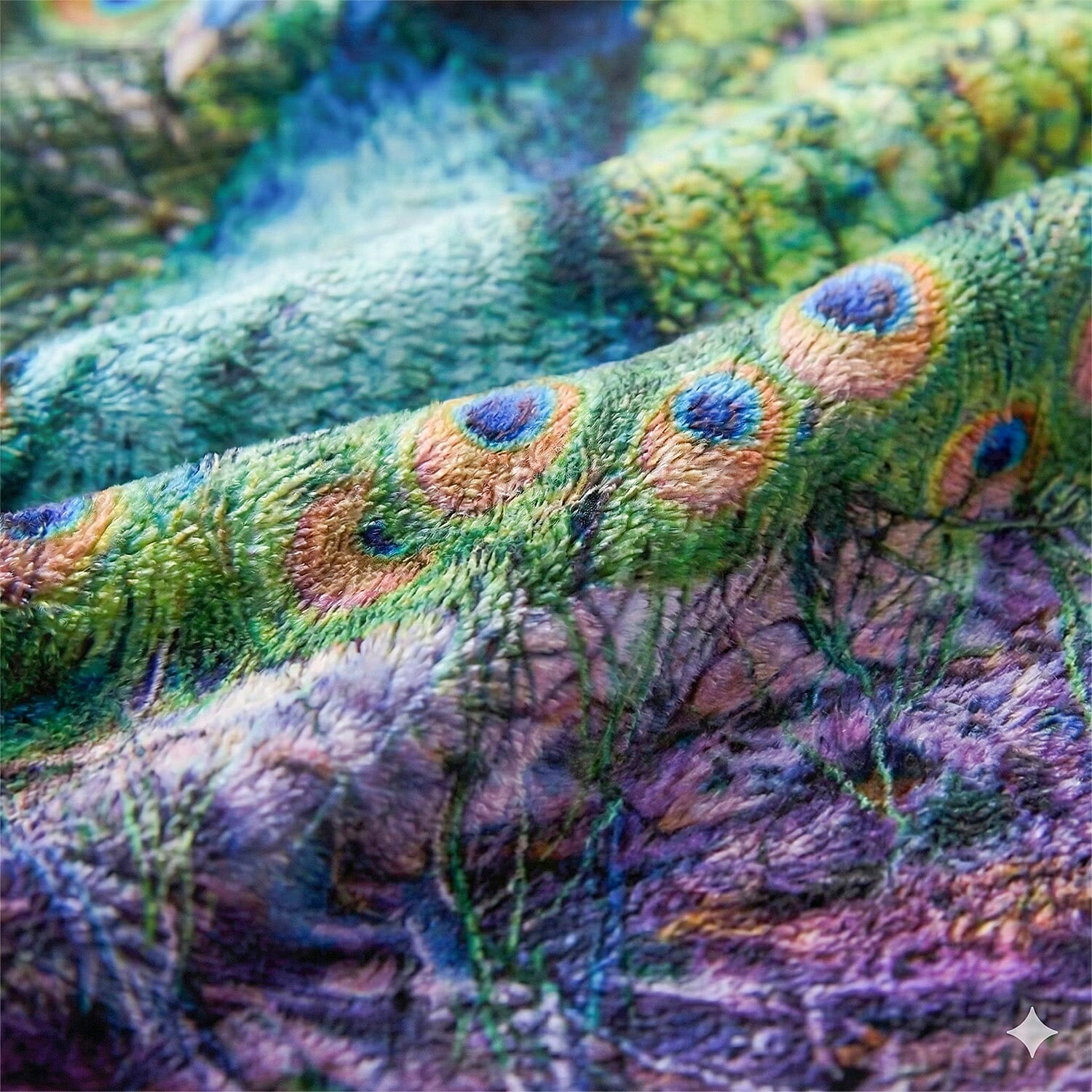 Digital Printed Flannel Blanket with Peacock Pattern 7831357 4