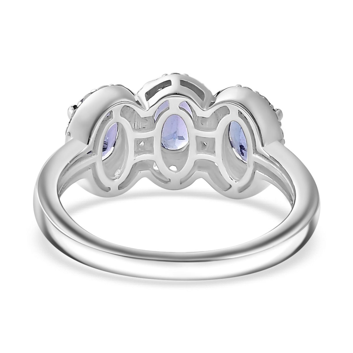 Tanzanite Ring with and Natural Zircon Halo in Rhodium Overlay Sterling Silver V32524170 5