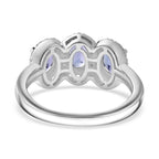 D'Joy AAA Tanzanite & Natural Zircon Trilogy Halo Ring in Rhodium Overlay Sterling Silver 1.83 Ct._7832039_4