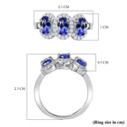 D'Joy AAA Tanzanite & Natural Zircon Trilogy Halo Ring in Rhodium Overlay Sterling Silver 1.83 Ct._7832039_5