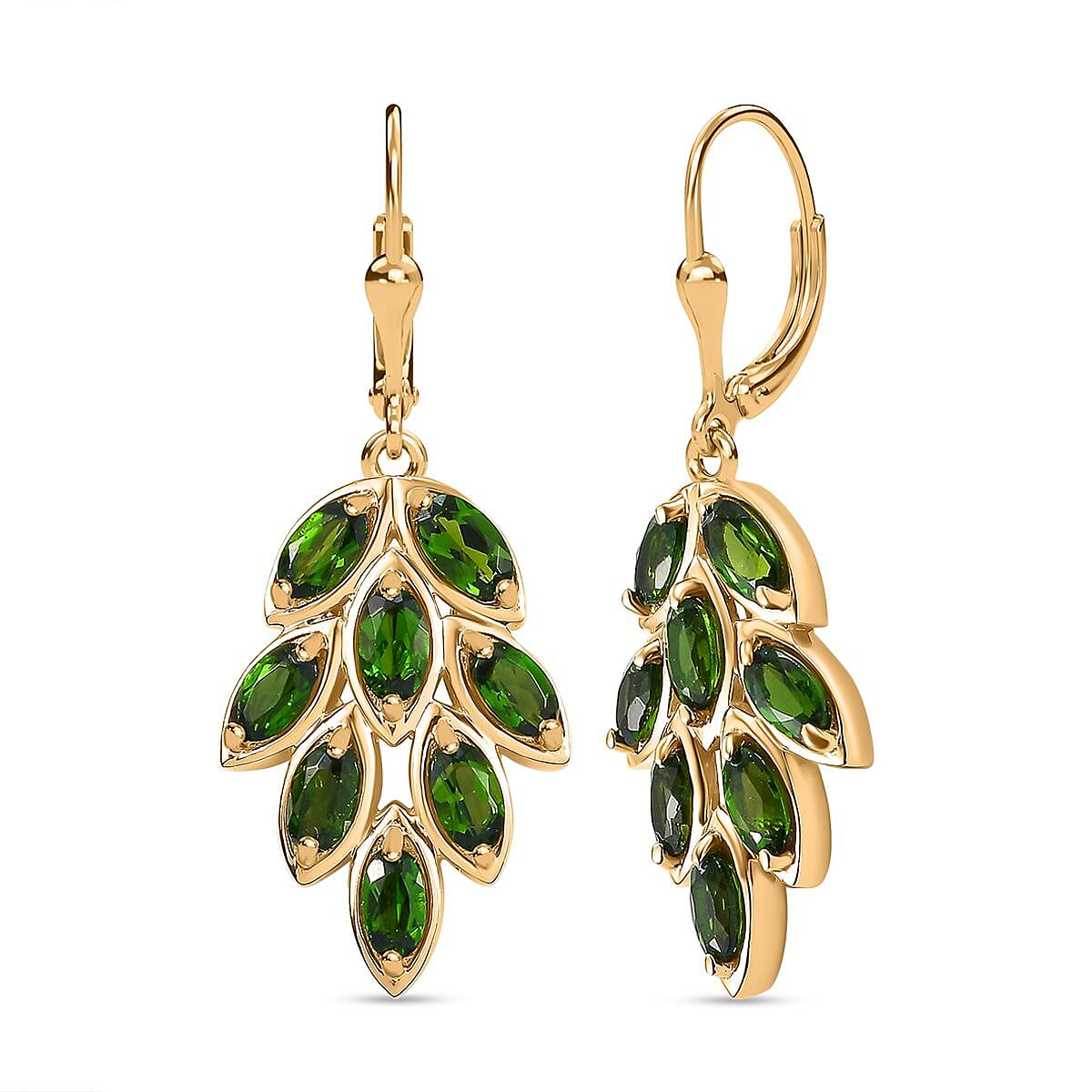 Natural Chrome Diopside Climber Earring in 18K Yellow Gold Vermeil Plated Sterling Silver 4.19 ct. 7833254 0