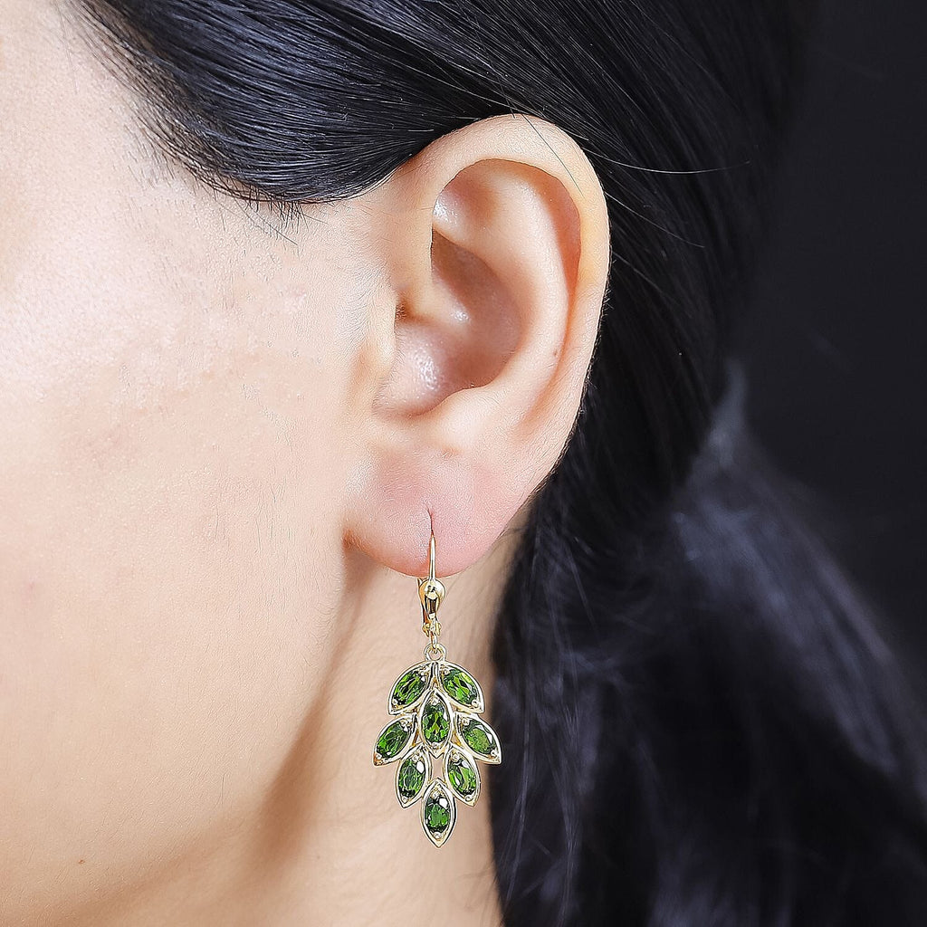 Natural Chrome Diopside  Cluster Earring in 18K YG Vermeil Sterling Silver 4.19 ct,  Silver Wt. 8 Gms  4.160  Ct.