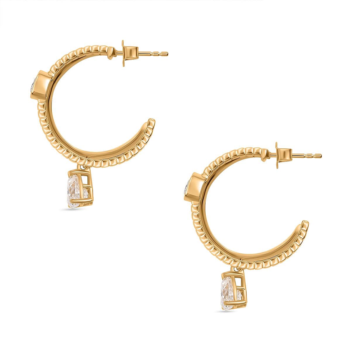 Moissanite Half Hoop Earring in 18K Yellow Gold Vermeil Plated Sterling Silver 7833351 5