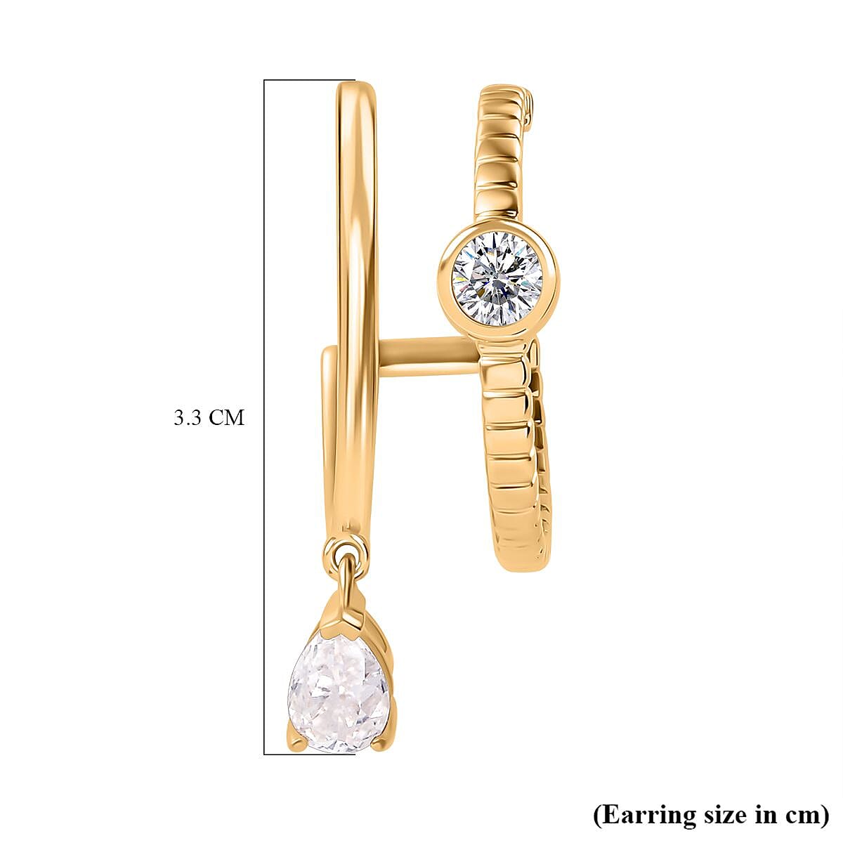 Moissanite Half Hoop Earring in 18K Yellow Gold Vermeil Plated Sterling Silver 7833351 6