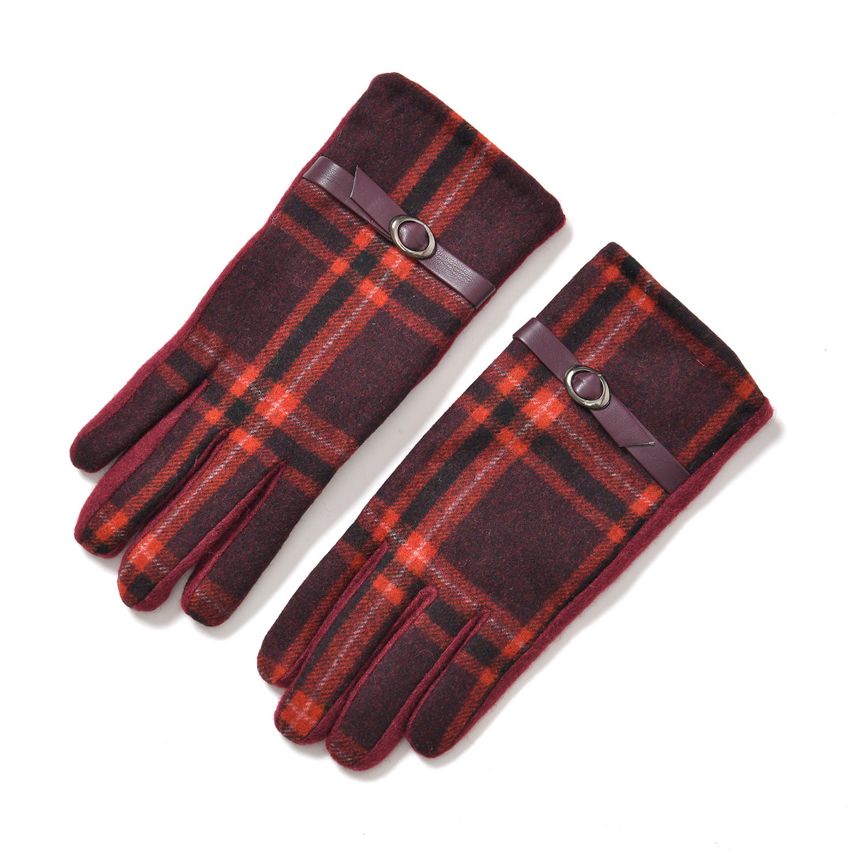 Cashmere Winter Plaid Gloves with Touch Screen Tips V32518015 0