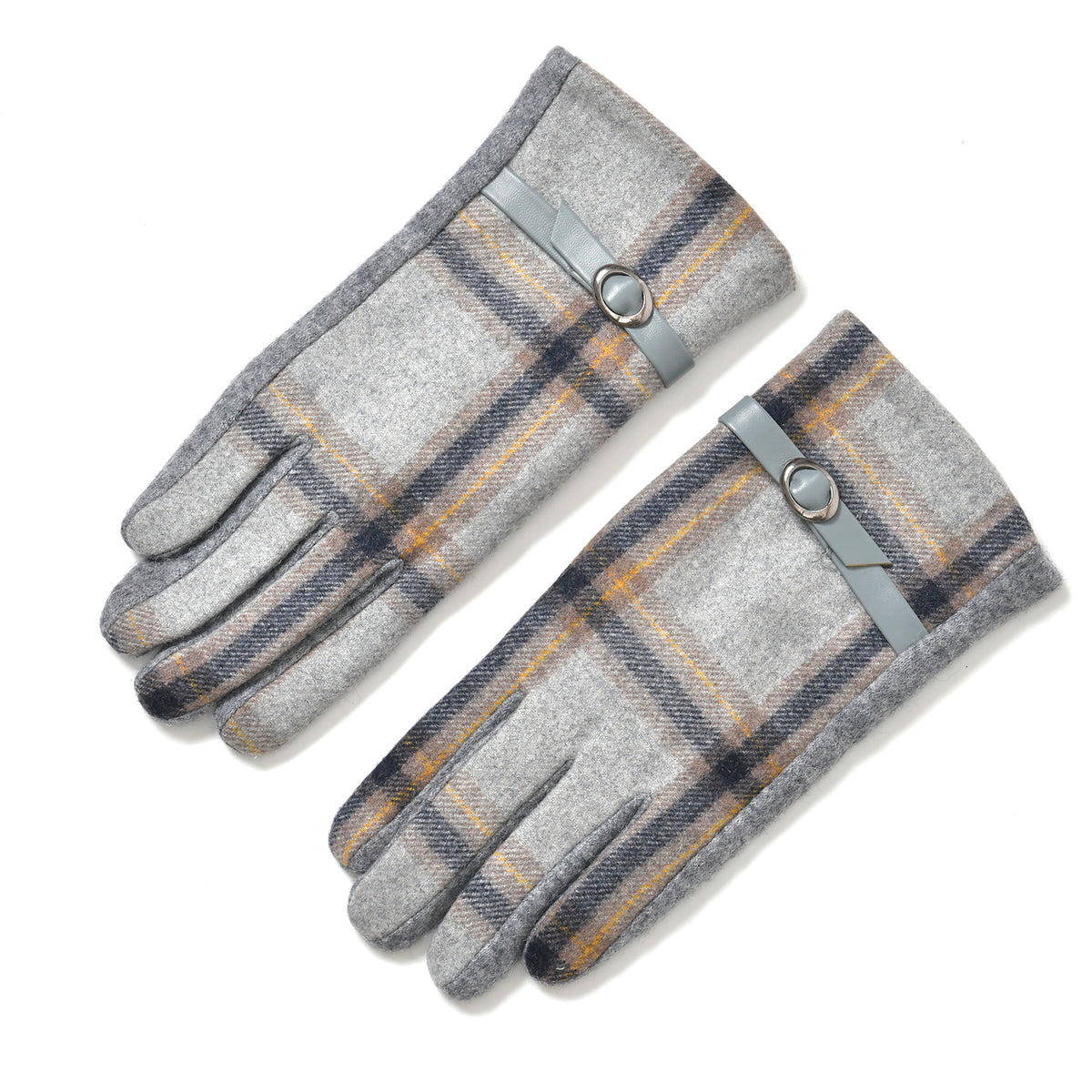 Cashmere Winter Plaid Gloves with Touch Screen Tips V32529329 0