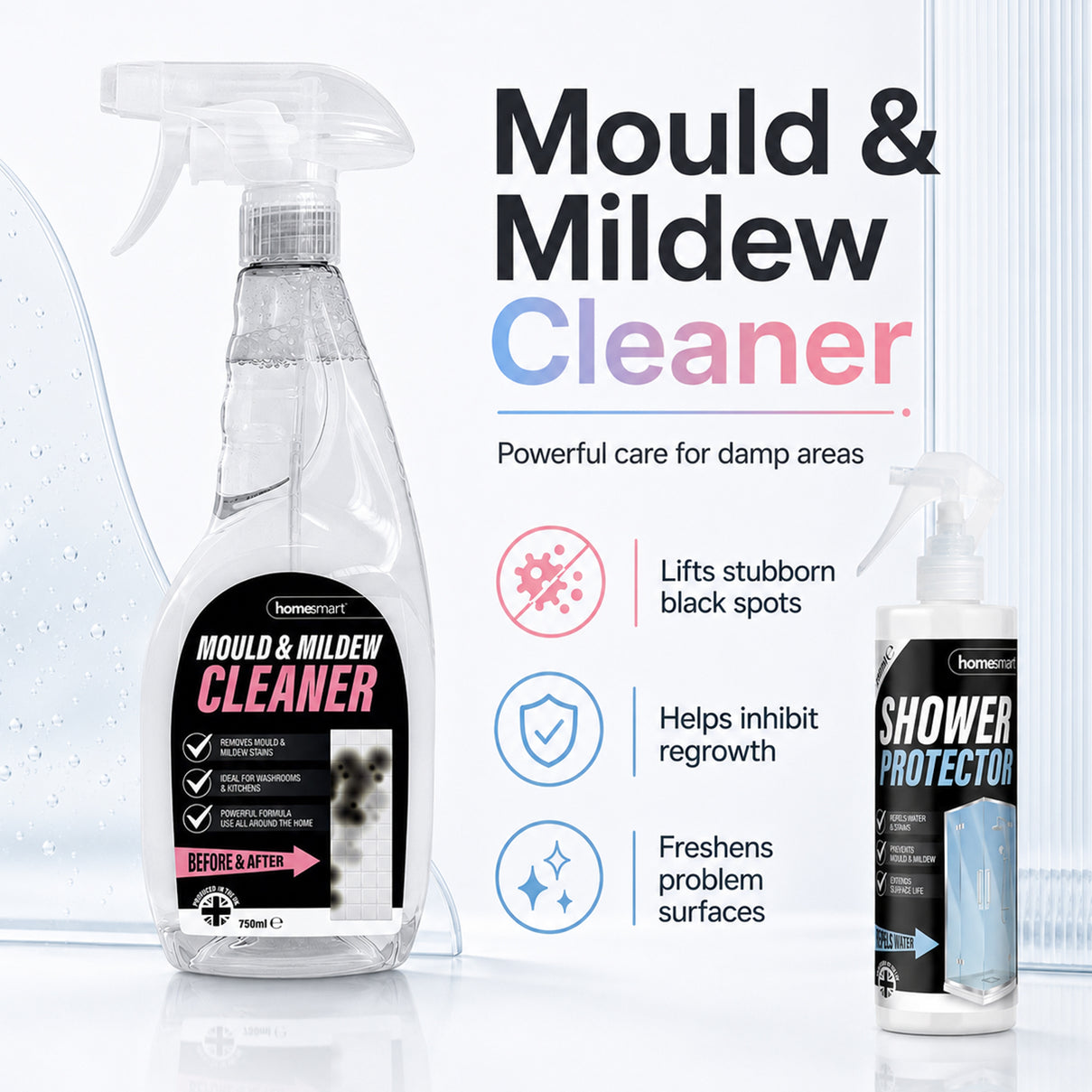 Shower Glass Protector &amp; Mould and Mildew Remover Cleaning Set 7834291 1