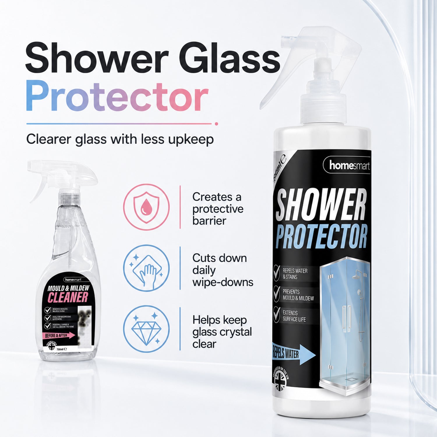Shower Glass Protector &amp; Mould and Mildew Remover Cleaning Set 7834291 2