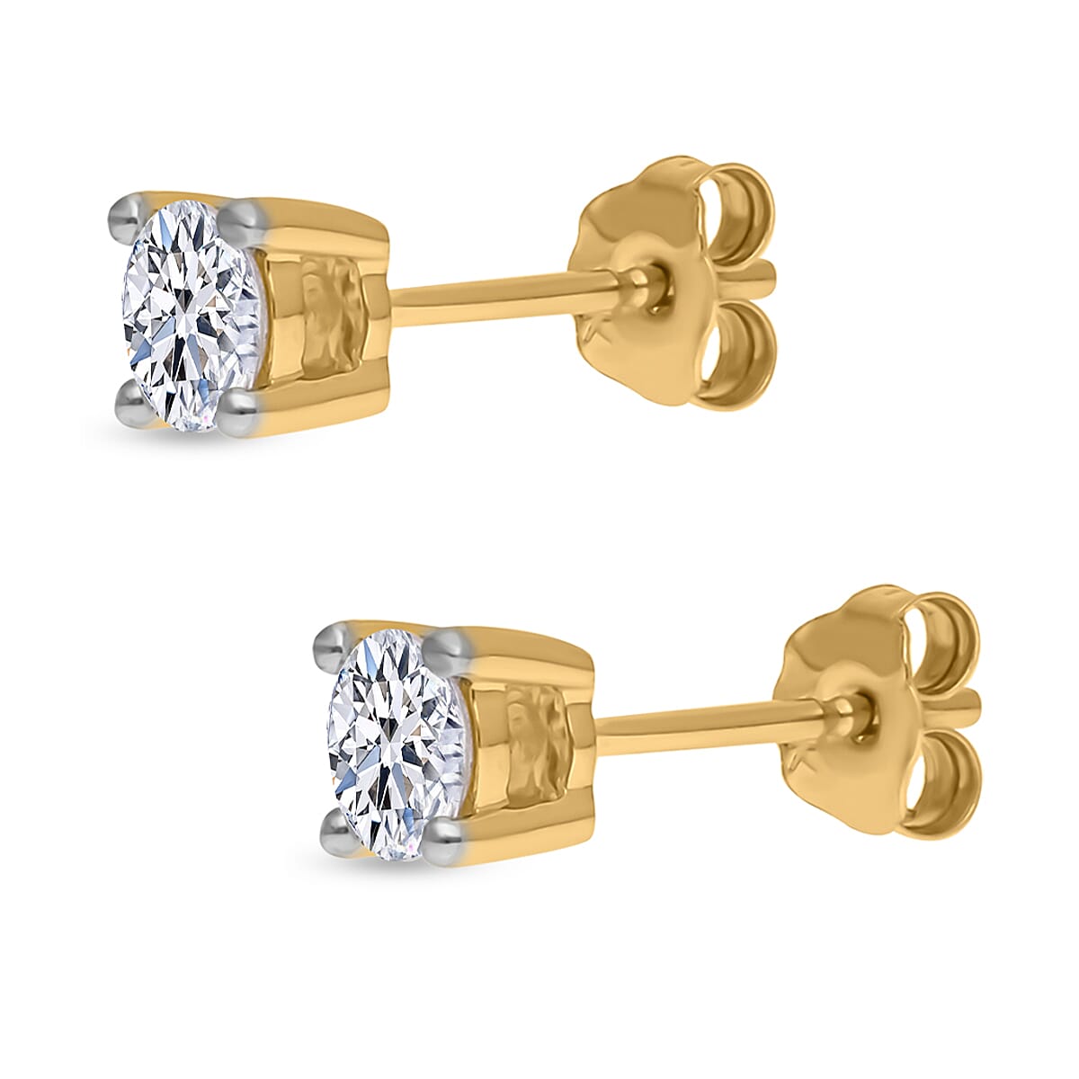 LUXURIANT 0.5 Ct. Lab Grown Diamond Solitaire Stud Earrings in 9K Gold, SGL Certified V32622979 4