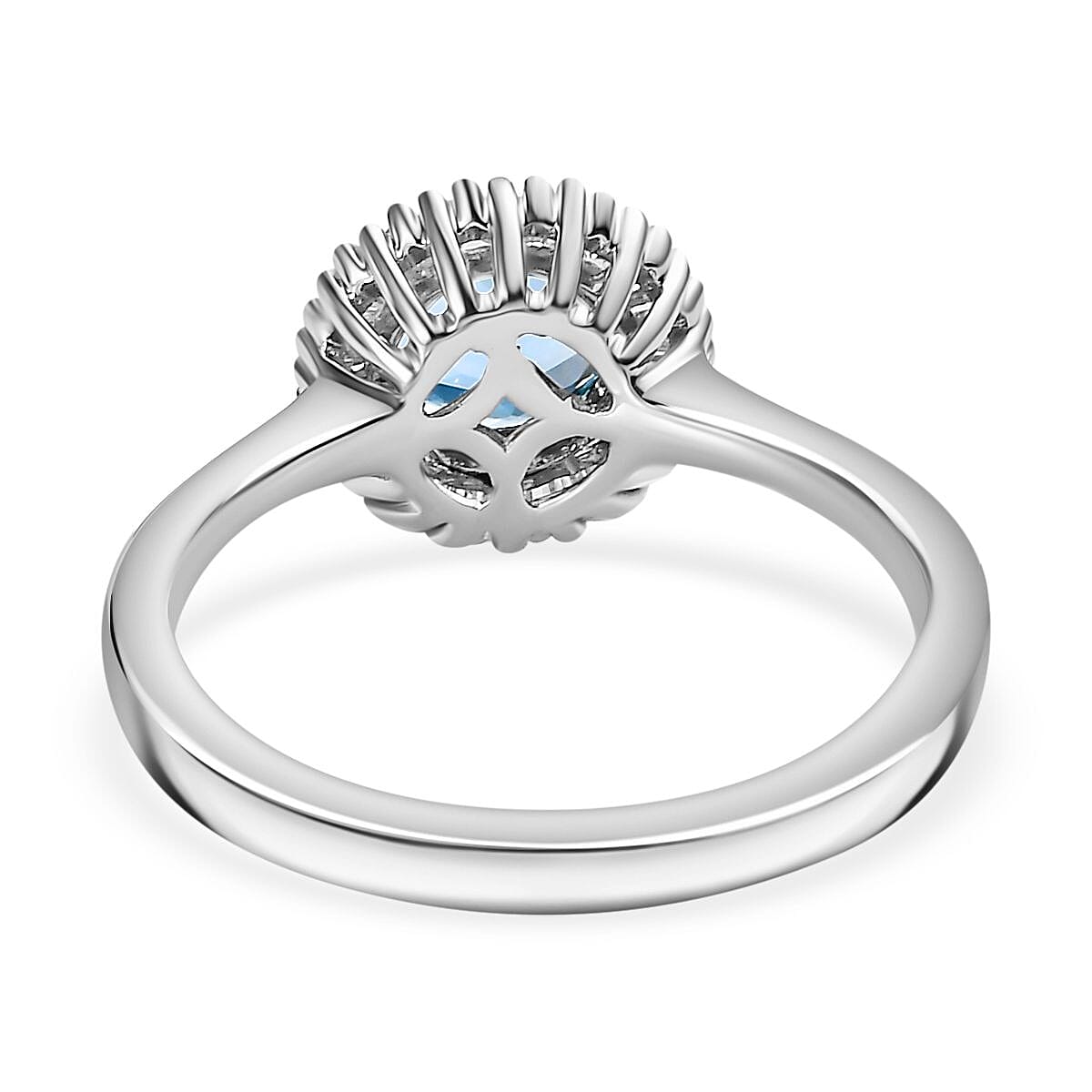RHAPSODY 950 Platinum AAAA Santamaria Aquamarine, White Diamond VS Halo Ring 0.927 Ct. 7838941 5