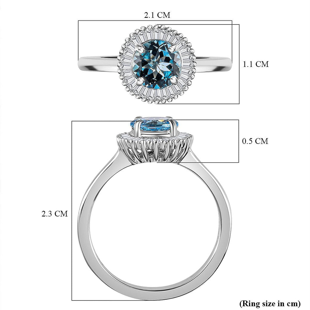 Certified & Appraised - RHAPSODY 950 Platinum AAAA Santa Maria Aquamarine & White Diamond (EF-VS) Ring, Platinum Wt. 5.16 Gms.