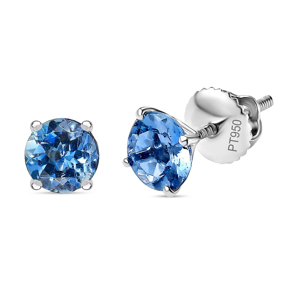 Rhapsody 950 Platinum AAAA Santamaria Aquamarine Solitaire Stud Push Post Earrings 1.35 ct, Platinum Wt. 1.41 Gms 7838956 0