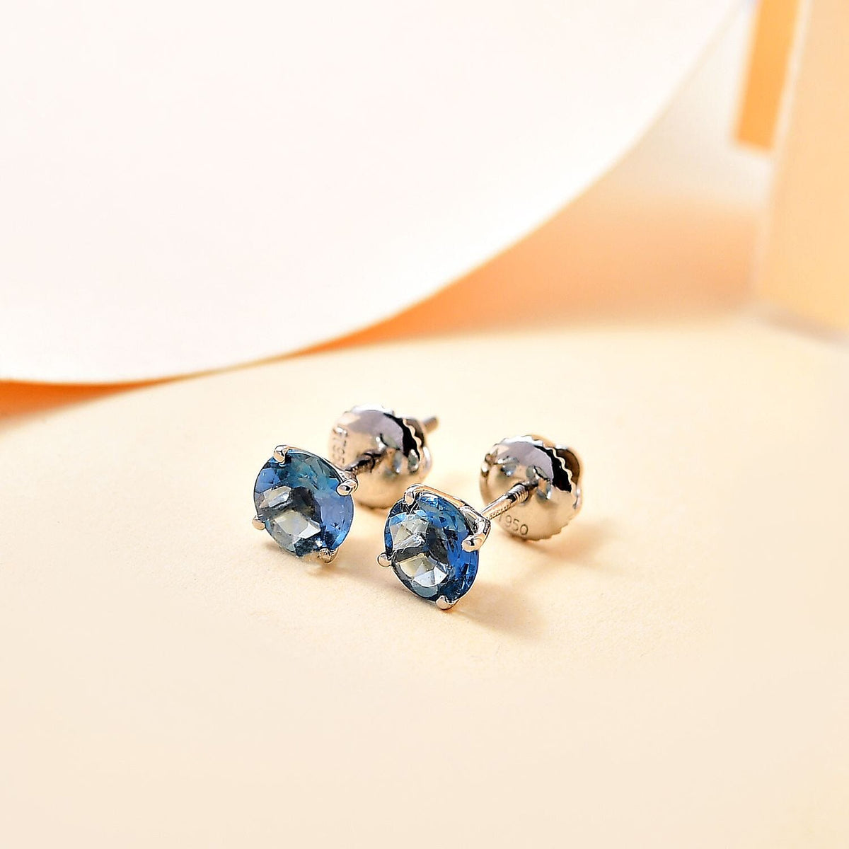 Rhapsody 950 Platinum AAAA Santamaria Aquamarine Solitaire Stud Push Post Earrings 1.35 ct, Platinum Wt. 1.41 Gms 7838956 2
