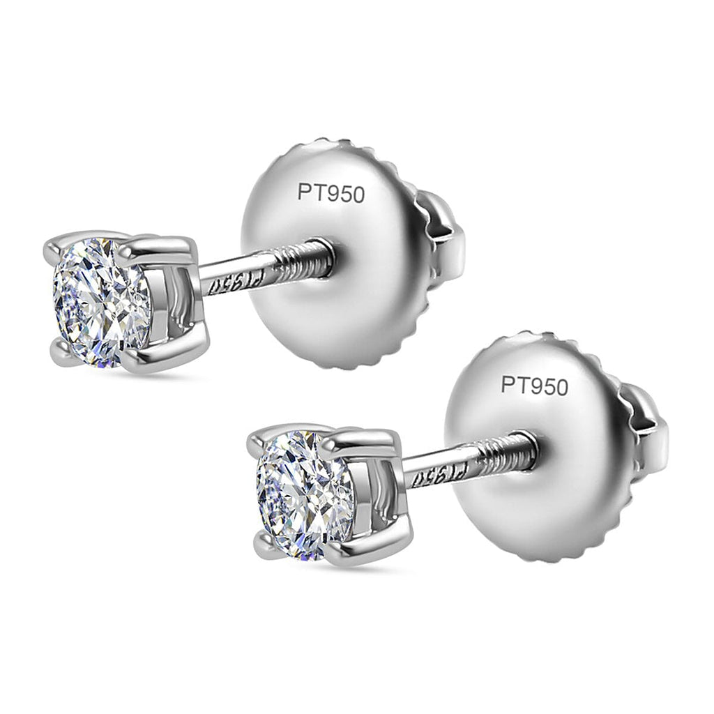 RHAPSODY 950 Platinum IGI Certified Diamond (VS-EF) Stud Earrings (With Screw Back) 0.25 Ct.