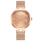 GAMAGES OF LONDON Swiss Movement Pink Dial Quintessential Diamond Studded Water Resistant Watch in Rose Gold Tone_7839845