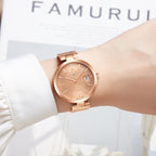 GAMAGES OF LONDON Swiss Movement Pink Dial Quintessential Diamond Studded Water Resistant Watch in Rose Gold Tone_7839845_2
