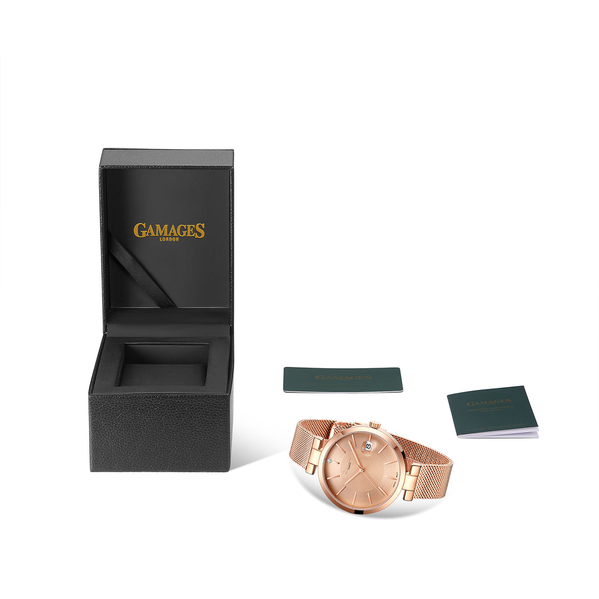 GAMAGES OF LONDON Swiss Movement Diamond Studded Watch - Rose gold V32536108 5