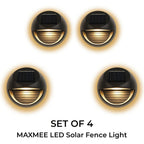 Maxxmee Solar Fence Lights Solar Lamp Set of 4  Round - Black