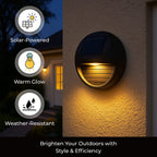Maxxmee Solar Fence Lights Solar Lamp Set of 4  Round - Black