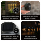 Maxxmee Solar Fence Lights Solar Lamp Set of 4  Round - Black