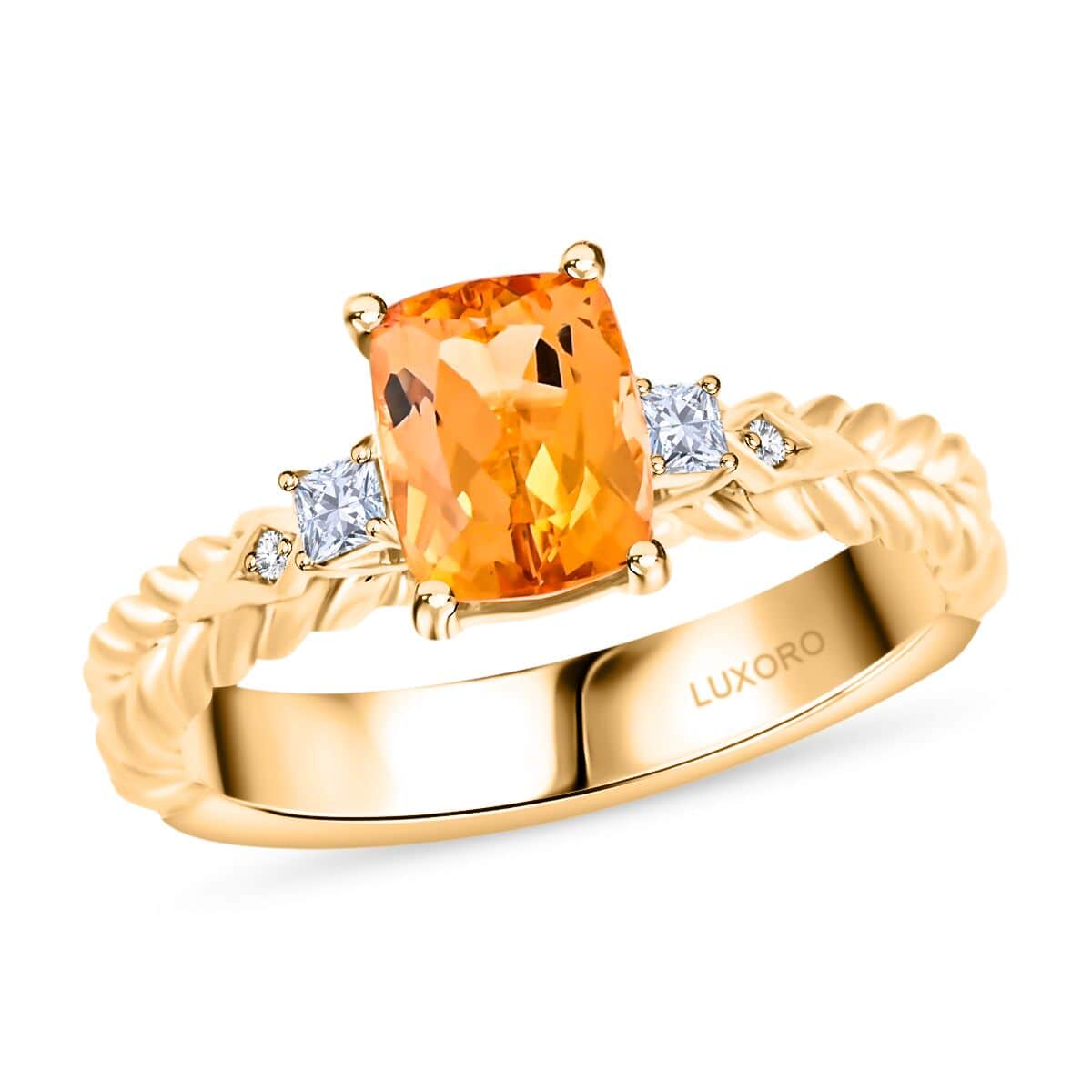 Certified &amp; Appraised 2 Ct. Topaz, Diamond Trilogy Ring in 10K Yellow Gold 7840595 0
