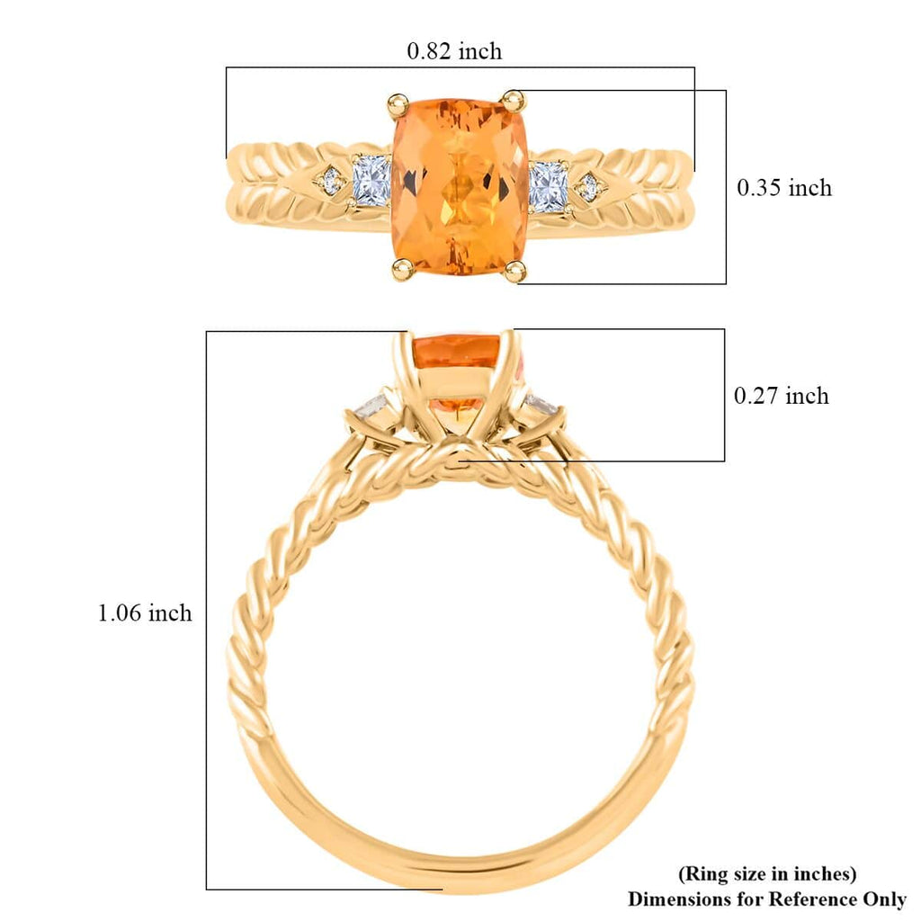 10K Yellow Gold  AAA   Imperial Topaz ,  White Diamond  I2 Ring 2.00 ct,  Gold Wt. 3.92 Gms  2.000  Ct._7840595_4