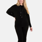 QED London Diamante Drawstring Hoodie (Size M-L) - Black_7840652