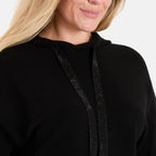 QED London Diamante Drawstring Hoodie (Size M-L) - Black_7840652_1