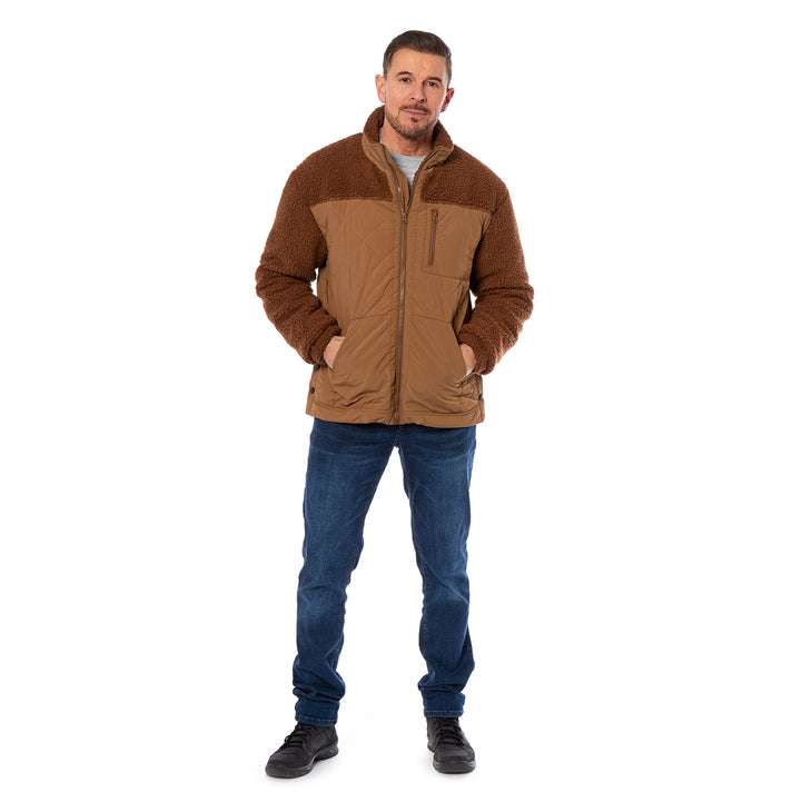 Men's Diamond Quilted Teddy Fleece Jacket - Tan 7840725 1