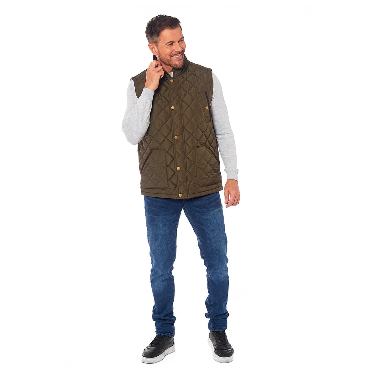 Mens Padded Gilet With Cordroy Binding On Inside Neck and Pockets V32586357 2