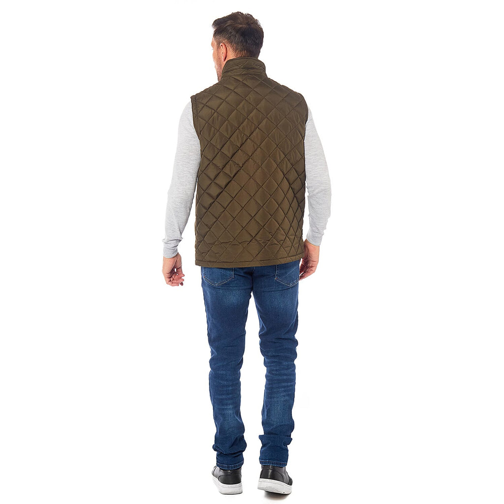 Mens Padded Gilet with Cordroy Binding On Inside Neck & Pockets (Size - XL) - Olive_7840743_3