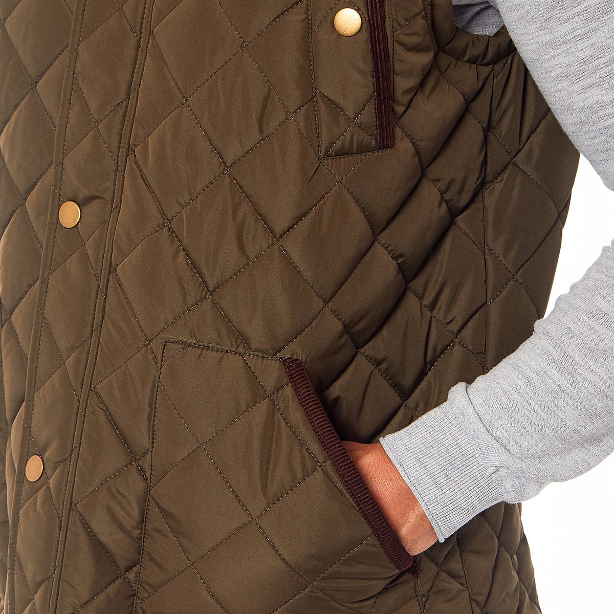 Mens Padded Gilet With Cordroy Binding On Inside Neck and Pockets V32586357 4