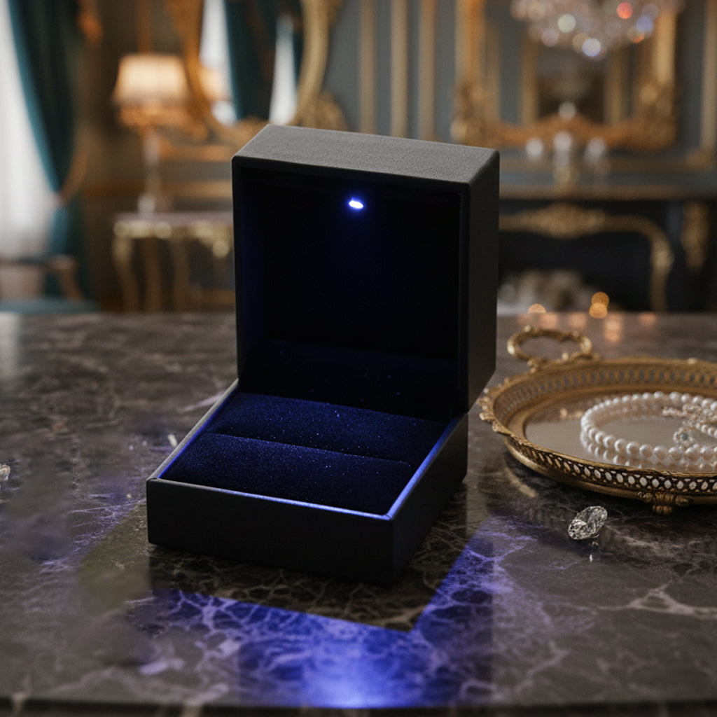 LED Ring Box and Silver Cloth (Size 6.6x6.1x4.5 cm) - Green 7841304 2