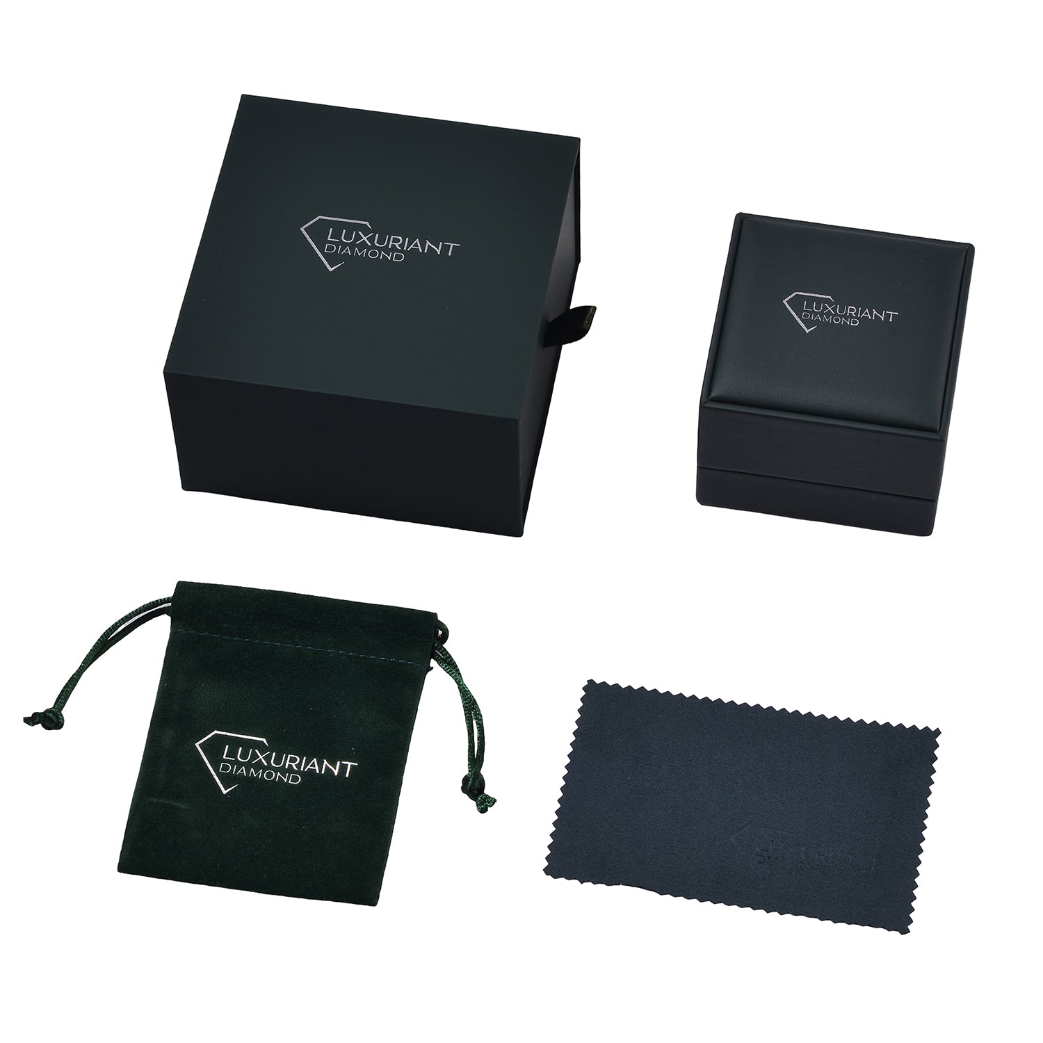 Luxuriant Jewellery Box Set - LED Ring Box, Pouch, and Cleaning Cloth - Green 7841308 9