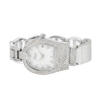 GENOA TIME V2 Seiko VJ32 with Date Japan Movement 3ATM Water Resistant White Crystal MOP Dial Watch with Silver Colour Leather & Alloy Strap_7841834_3