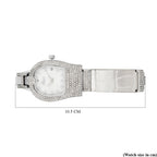 GENOA TIME V2 Seiko VJ32 with Date Japan Movement 3ATM Water Resistant White Crystal MOP Dial Watch with Silver Colour Leather & Alloy Strap_7841834_5