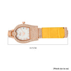 GENOA TIME V2 Seiko VJ32 with Date Japan Movement 3ATM Water Resistant White Crystal MOP Dial Watch with Yellow Leather & Alloy Strap_7841839_5