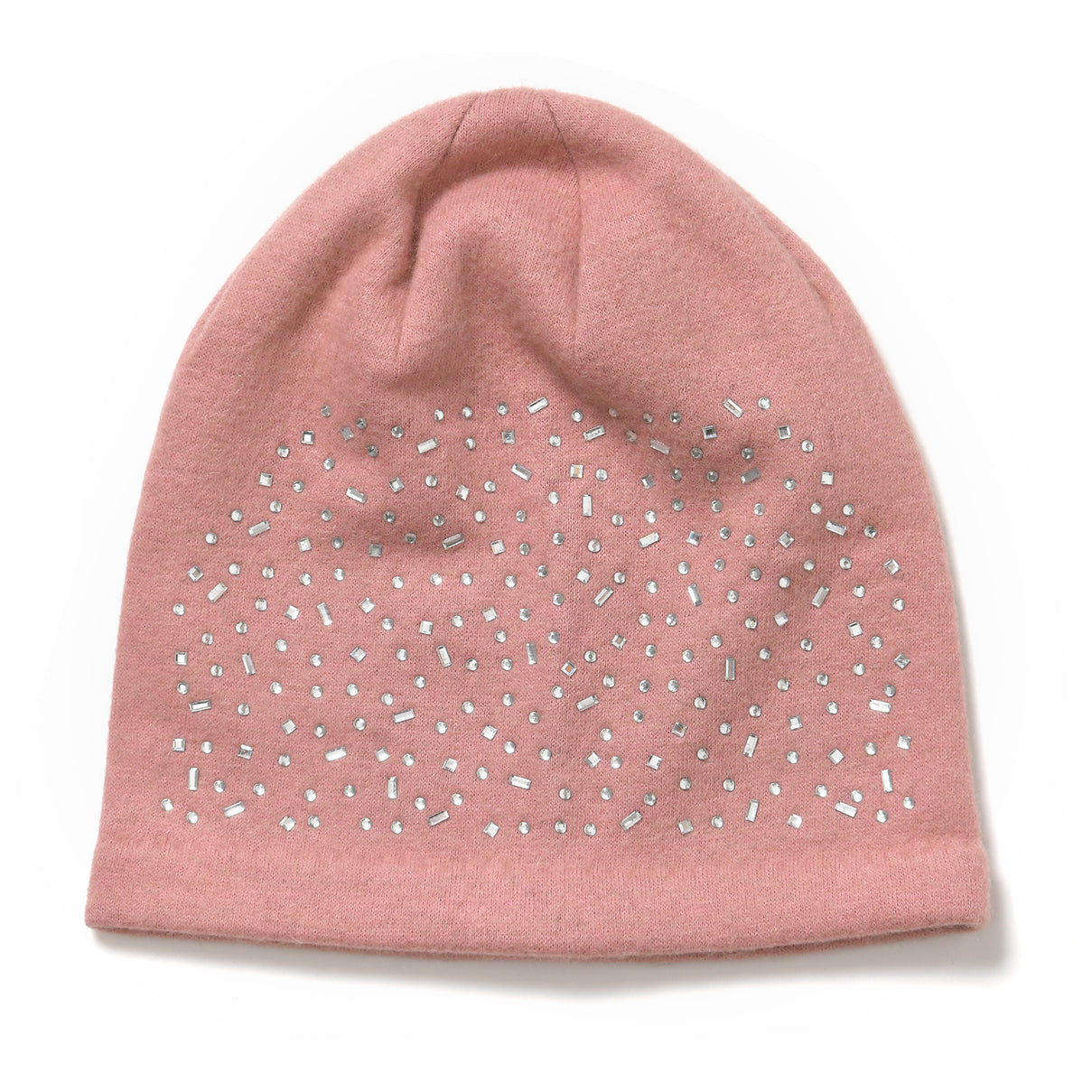 Premium Cashmere Wool Crystal Embellished Hat and Gloves - Pink V32515723 4